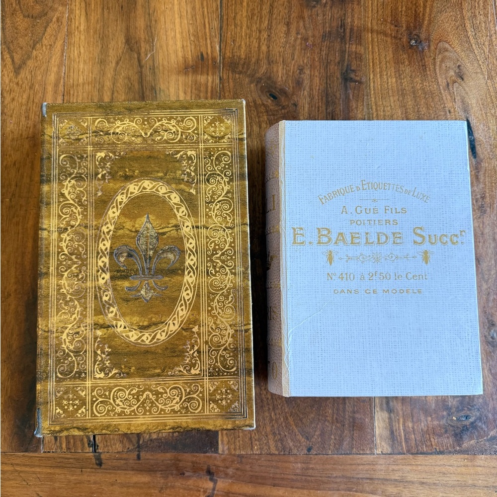 Vintage Decorative Book Set in Gold and Cream